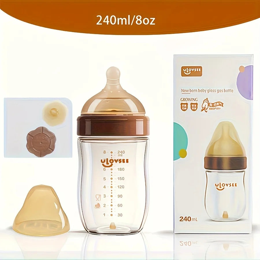 Borosilicate Glass Anti-Colic Bottle – wide neck design