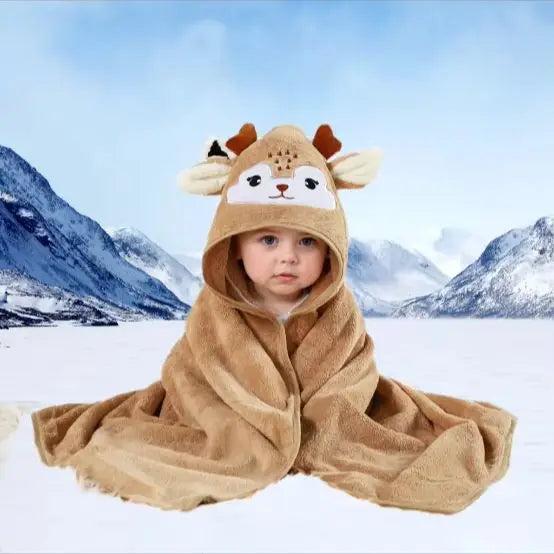 Hooded Bath Towel Animal Design 80x80cm 0-24M