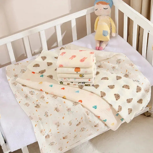 Cotton Muslin Swaddle Blanket 80x80cm 0-24M Kids