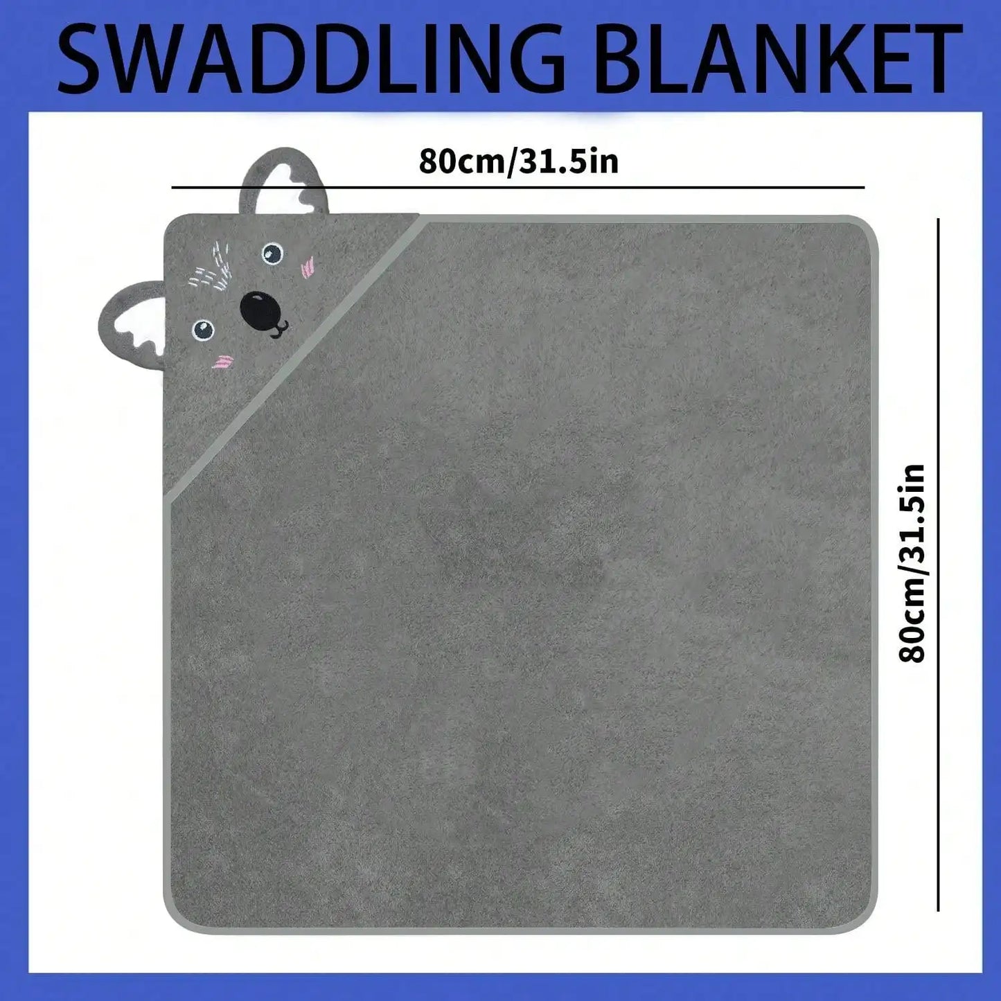 Hooded Bath Towel Animal Design 80x80cm 0-24M
