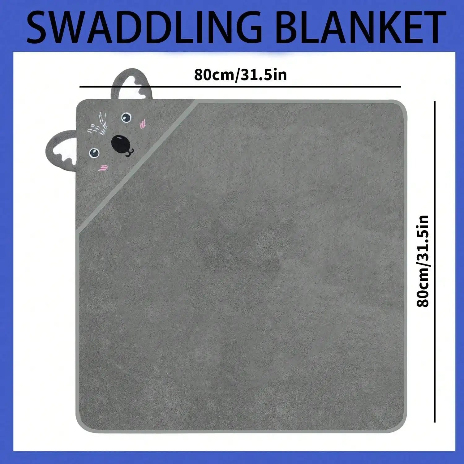Hooded Bath Towel Animal Design 80x80cm 0-24M