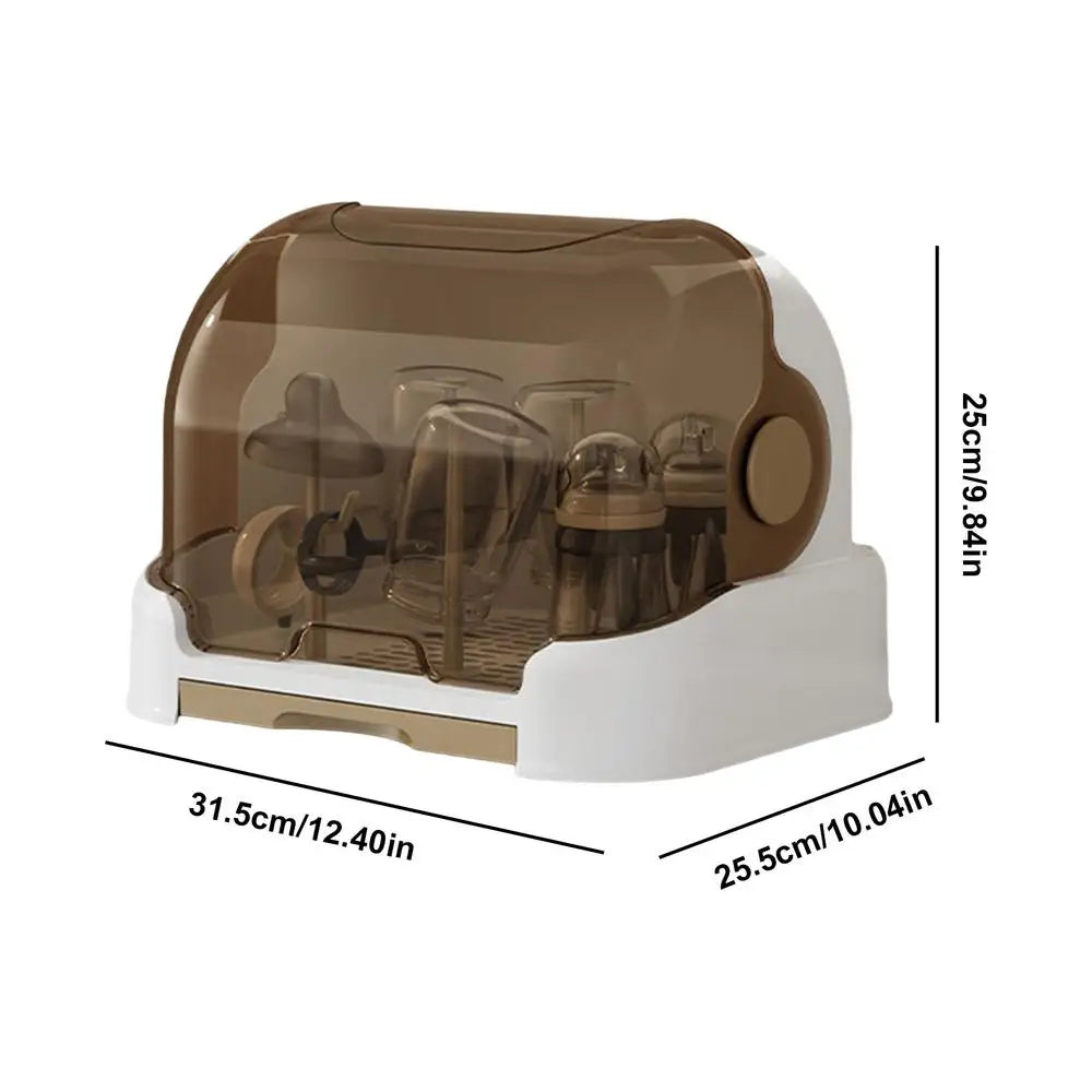 Baby Bottle Drying Rack Dustproof Storage Box – front view