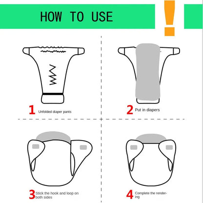Bear Diaper Pants Reusable Cotton 0-12M