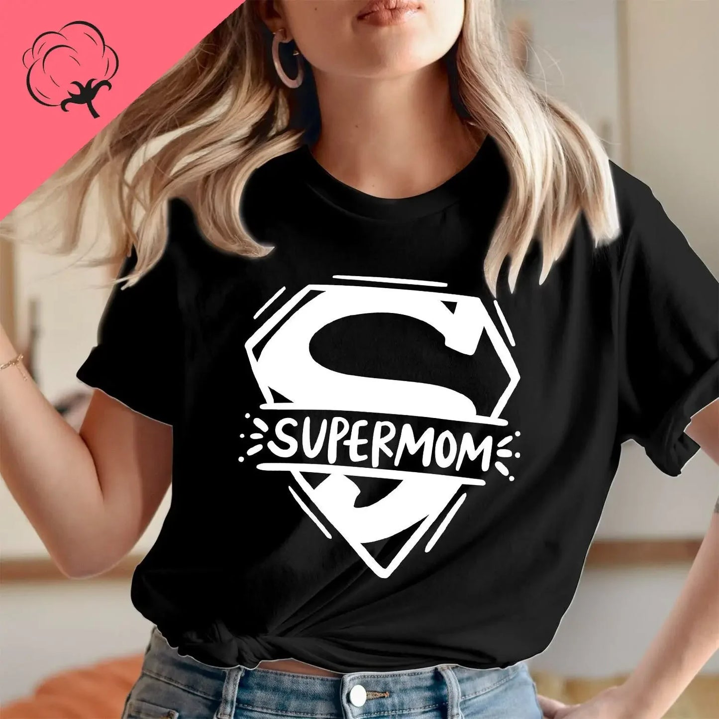 Super Mom Superhero T-Shirt Cotton Mom Tee