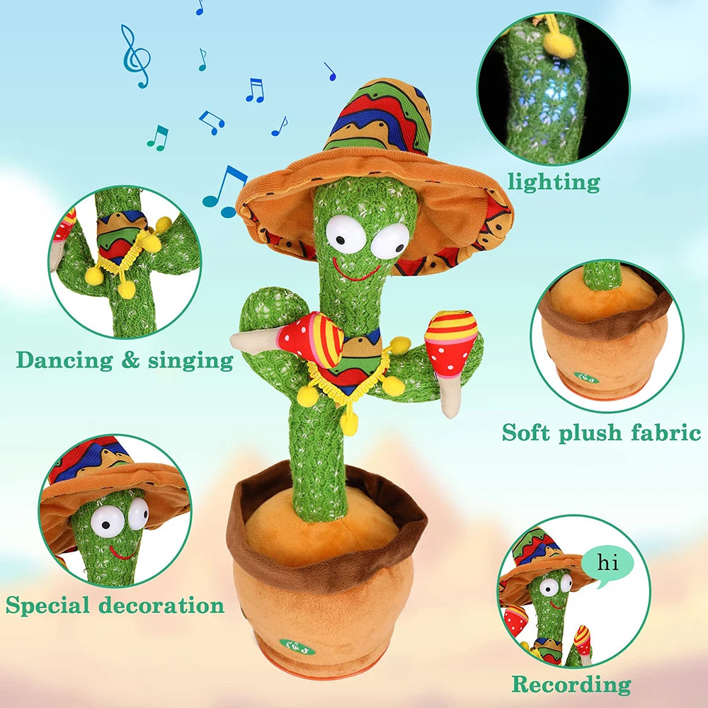 Talking Dancing Cactus Toy LED USB Rechargeable