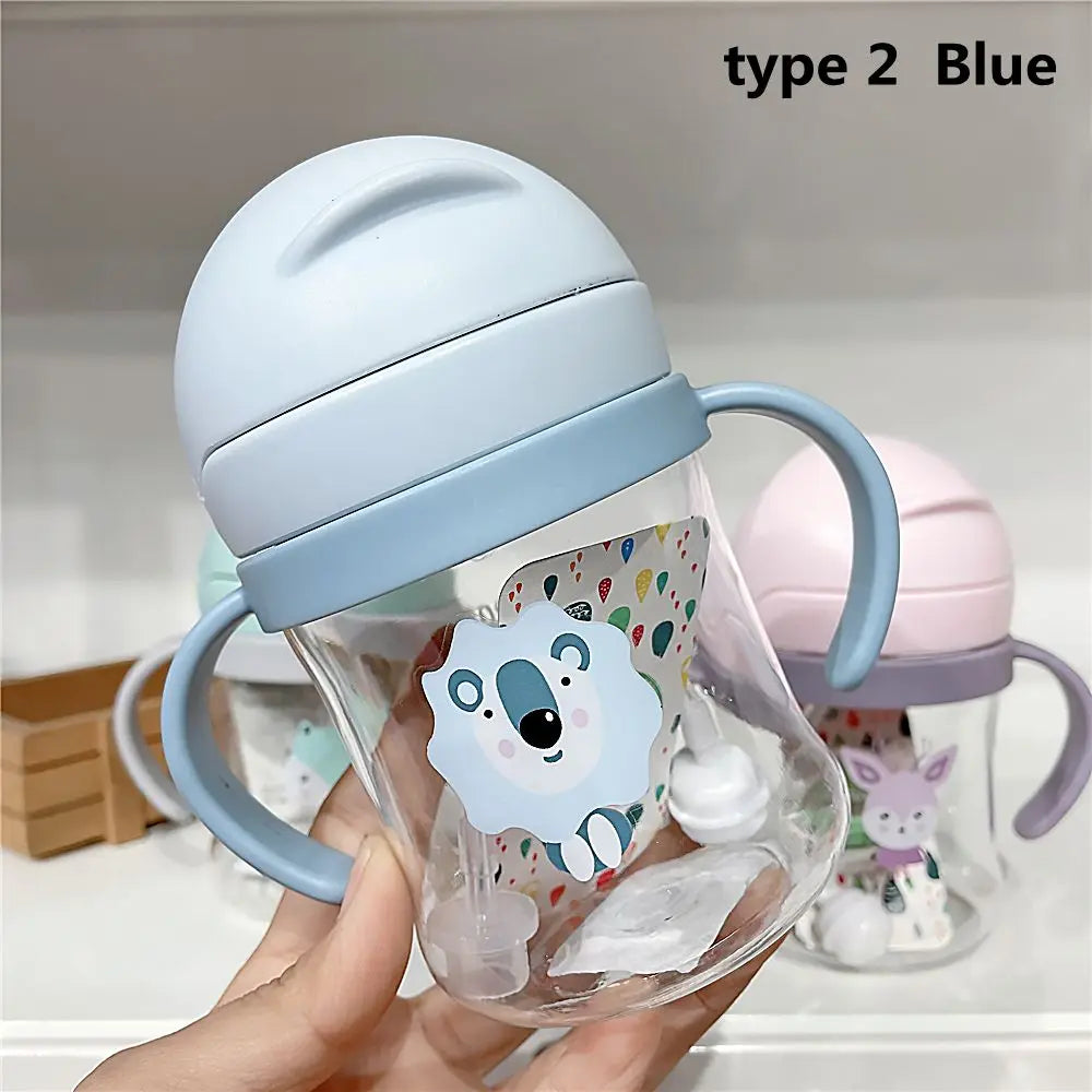 Kids Straw Water Bottle 250-350ml 9 Colors – built-in straw with gravity ball
