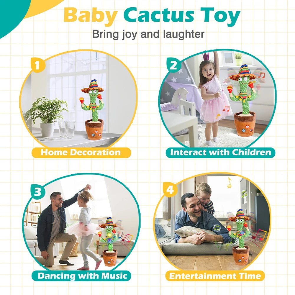 Talking Dancing Cactus Toy LED USB Rechargeable