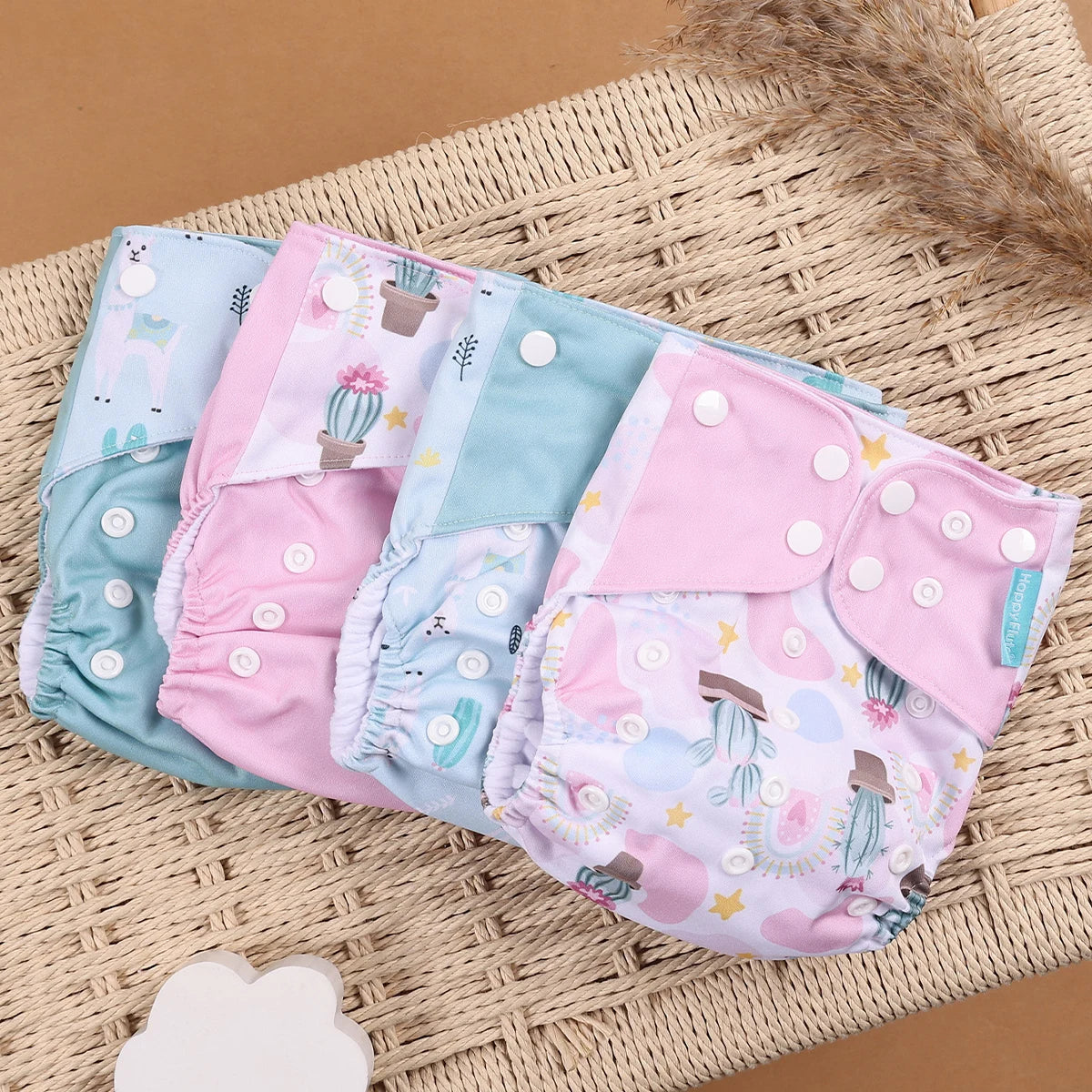 HappyFlute 4PCS Reusable Pocket Cloth Diapers