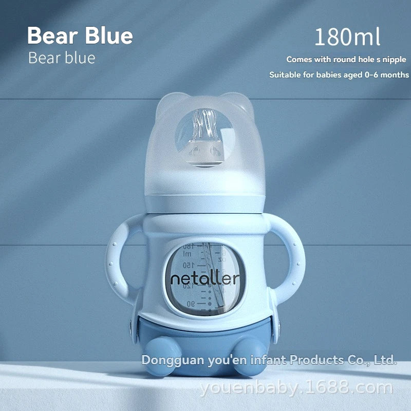 Glass Bottle 150ml Silicone Sleeve Anti-Colic – front view