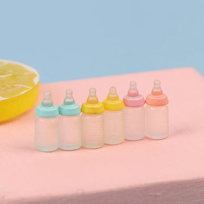 Dollhouse Miniature Milk Bottle Set 6pcs 112 Scale