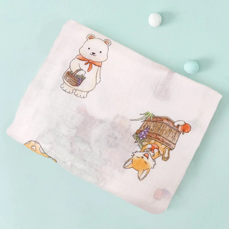 Dual Layer Muslin Swaddle Blanket 110cm 4-Pack