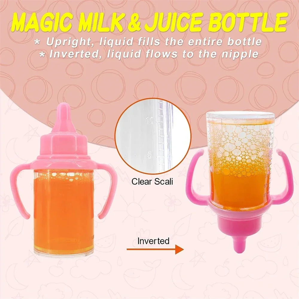 Doll Feeding Bottle Set with Pacifier – milk and juice bottles
