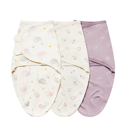 3pcs Cotton Adjustable Swaddle Set 0-6M 12 Prints