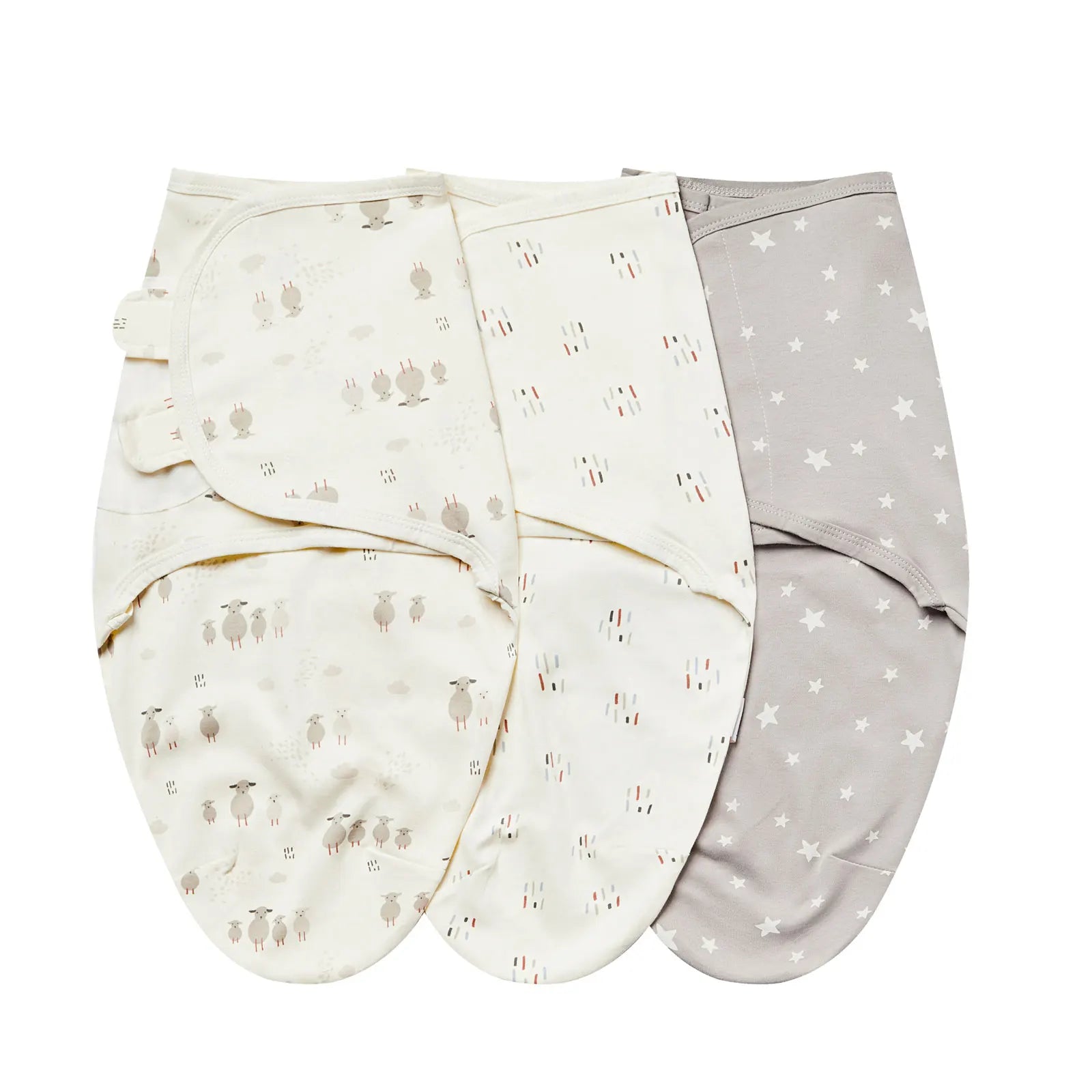 3pcs Cotton Adjustable Swaddle Set 0-6M 12 Prints