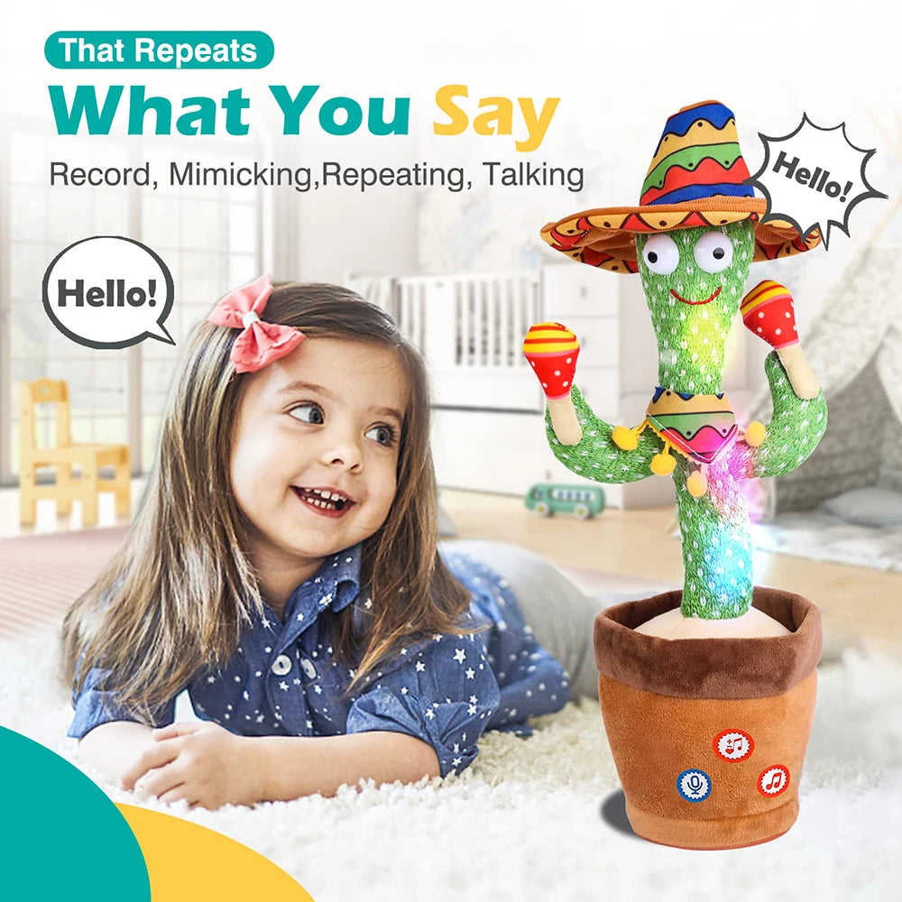 Talking Dancing Cactus Toy LED USB Rechargeable
