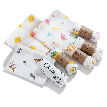 Dual Layer Muslin Swaddle Blanket 110cm 4-Pack