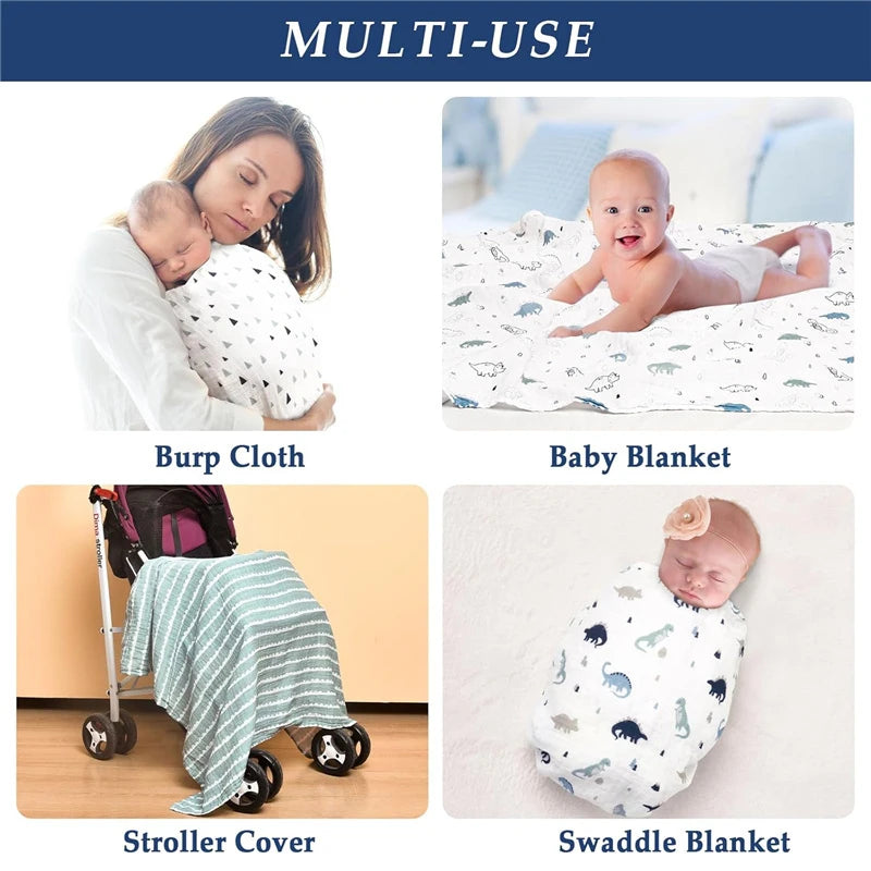 Dual Layer Muslin Swaddle Blanket 110cm 4-Pack