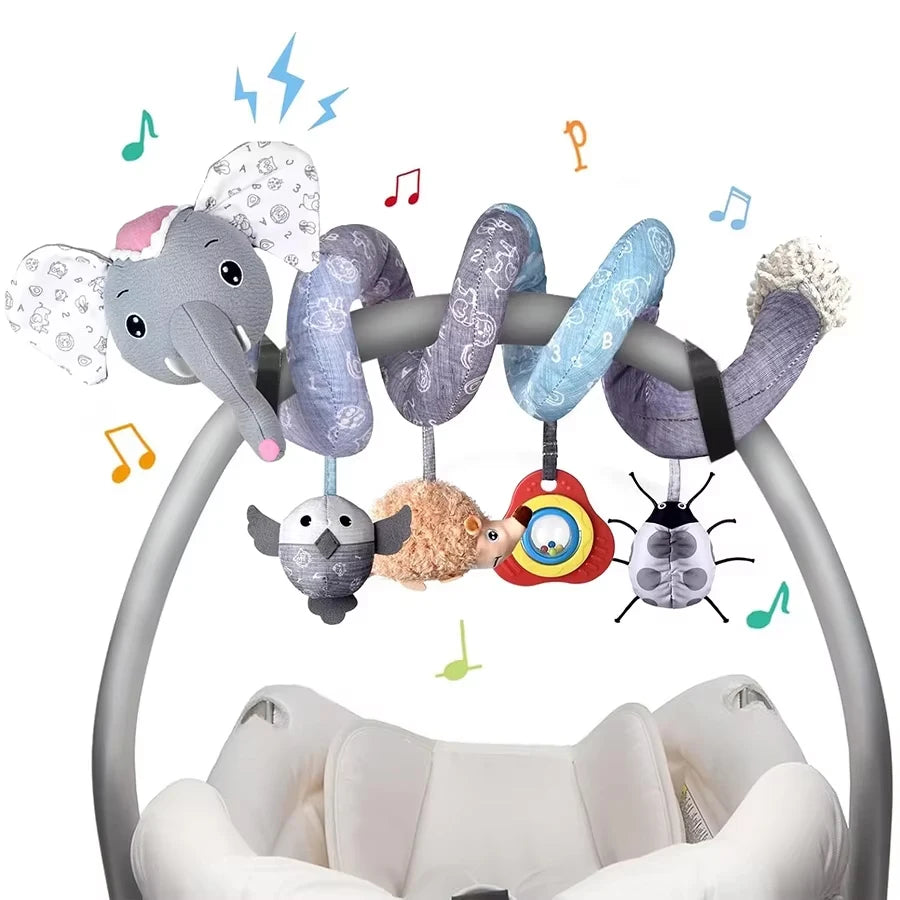 Car Seat Plush Music Hanging Rattle Toy 0-6M