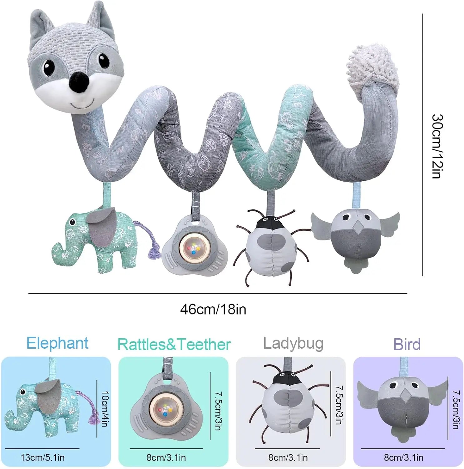 Car Seat Plush Music Hanging Rattle Toy 0-6M