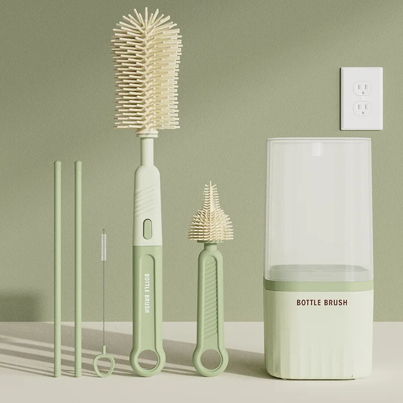 Silicone Bottle Brush Set & Storage Box 4 Colors – front view