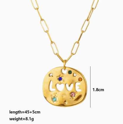 MAMA Zircon Pendant Necklace Stainless Steel
