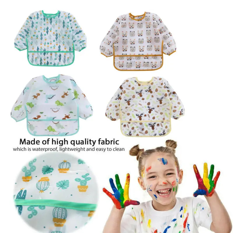 Waterproof Long Sleeve Art Smock Bib 1-3Y