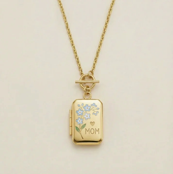 MAMA Zircon Pendant Necklace Stainless Steel