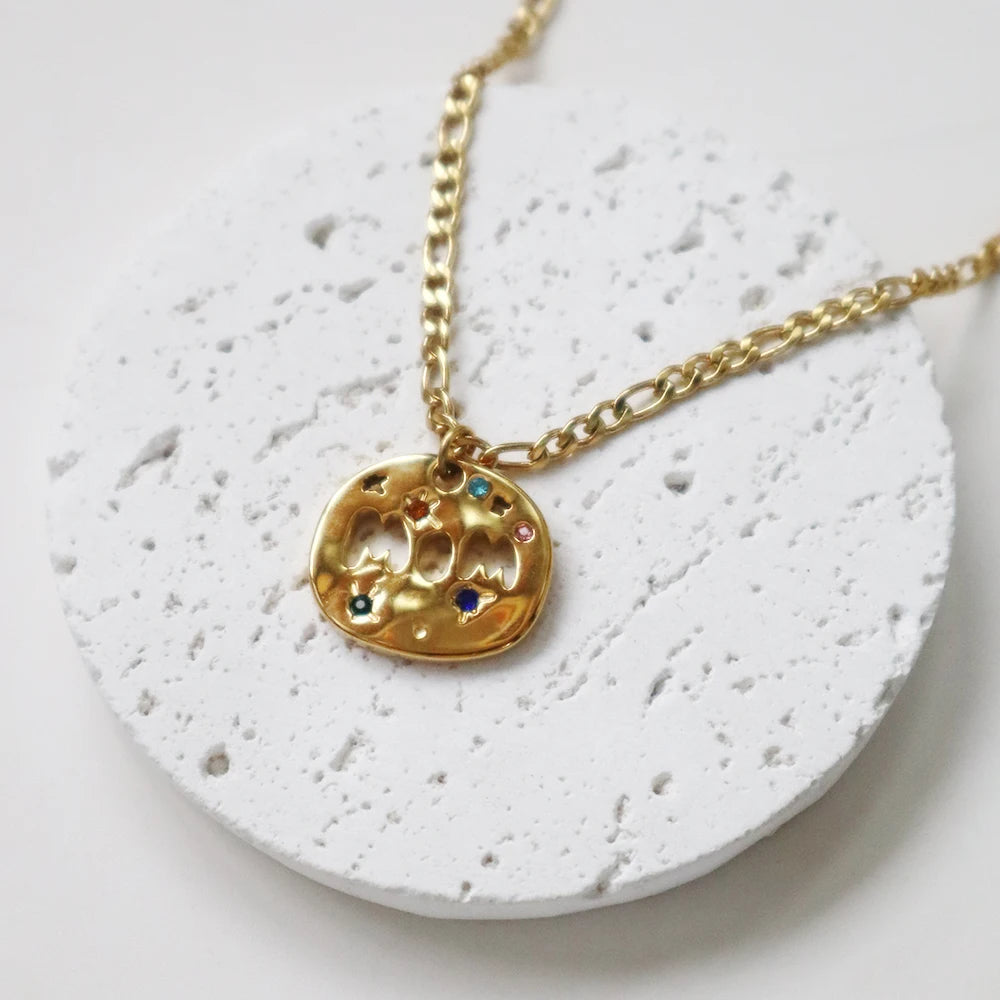 MAMA Zircon Pendant Necklace Stainless Steel