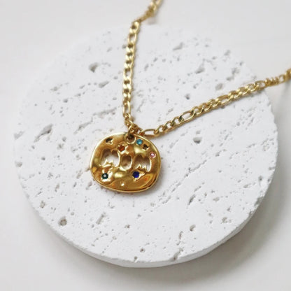 MAMA Zircon Pendant Necklace Stainless Steel