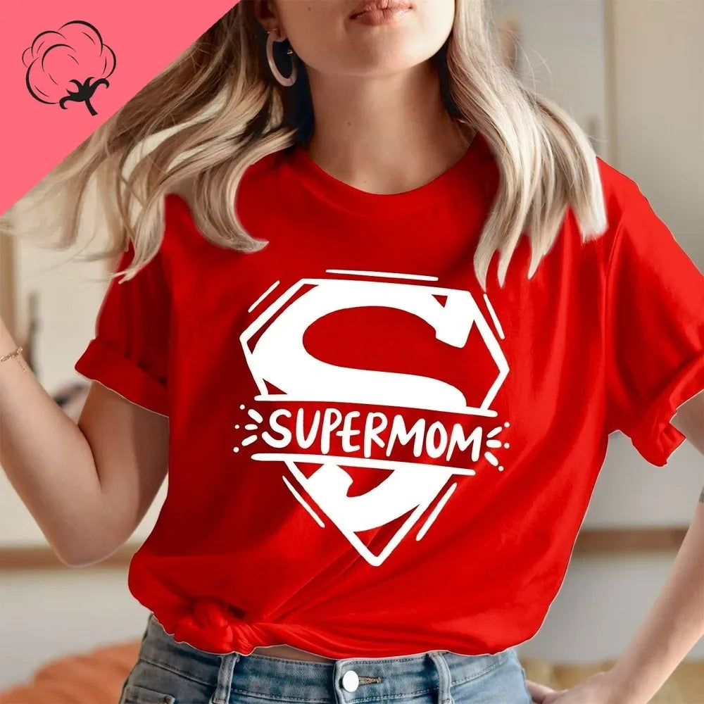 Super Mom Superhero T-Shirt Cotton Mom Tee