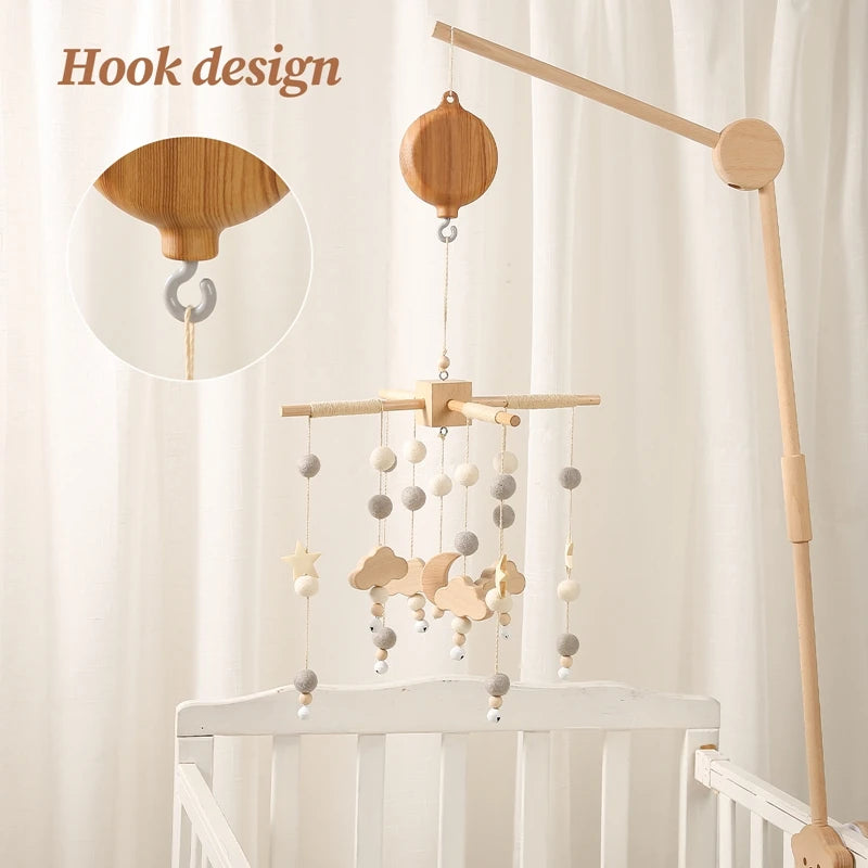 Wooden Revolving Music Box Crib Mobile 0-12M