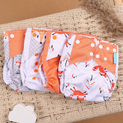 HappyFlute 4PCS Reusable Pocket Cloth Diapers