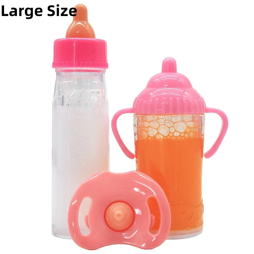 Doll Feeding Bottle Set with Pacifier – milk and juice bottles
