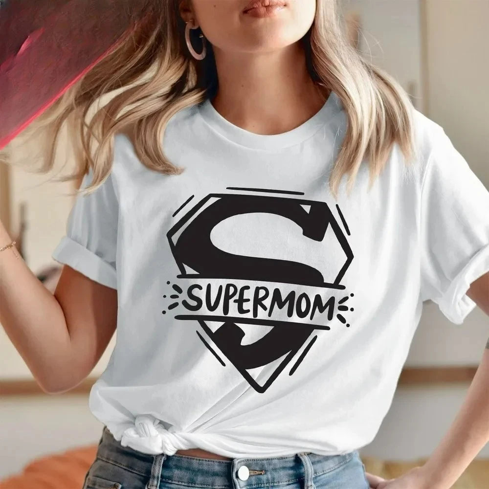 Super Mom Superhero Fashion T-Shirt Cotton