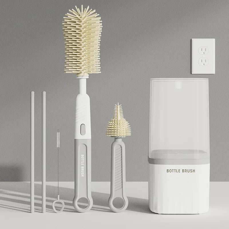 Silicone Bottle Brush Set & Storage Box 4 Colors – front view