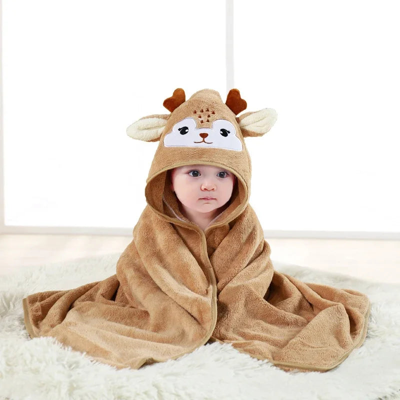 Coral Velvet Hooded Bath Towel 80x80cm Kids