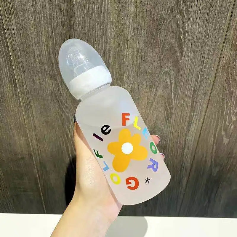 Flower Tritan Water Bottle 400ml Straw 6 Styles – front view