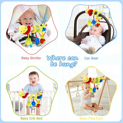 Car Seat Spiral Hanging Rattle Toy Plush Animal 0-24M