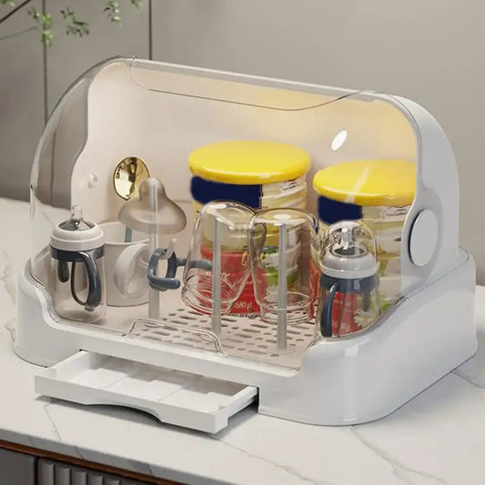 Baby Bottle Drying Rack Dustproof Storage Box – front view