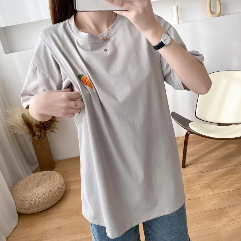 Nursing T-Shirt Cotton Top Breastfeeding